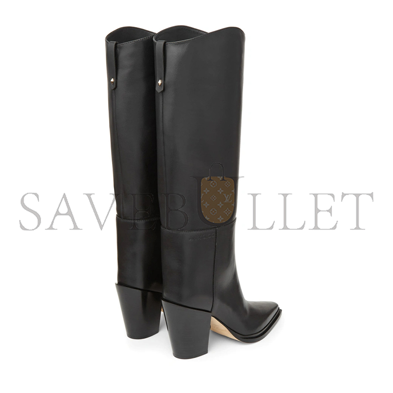 JIMMY CHOO CECE 80 BLACK SOFT CALF LEATHER BOOTS CECE80SLQ